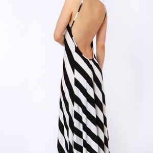 City Skylines Black and Ivory Striped Maxi Dress